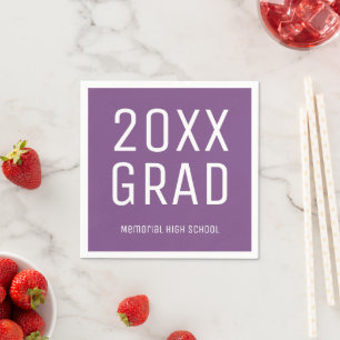 2025 Grad and School Name Modern Graduation Party Serviette