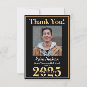 2025 Grad Bold Gold Black Foto Vielen Dank Dankeskarte