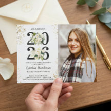 2025 Grad Foto Grün Weiße Blüte Abschluss