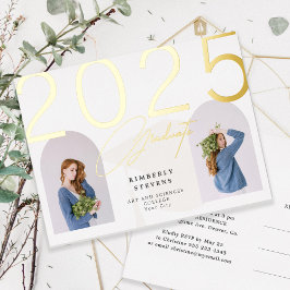 2025 Graduate 2 Fotos Graduate Graduate Folie Einladungspostkarte