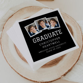 2025 Graduate 3-Foto Black and White Serviette