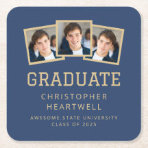 2025 Graduate 3-Foto Navy Blue Gold