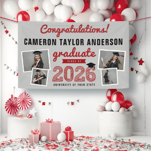 2025 Graduate Bold Sketch 4 Foto Graduation Party Banner