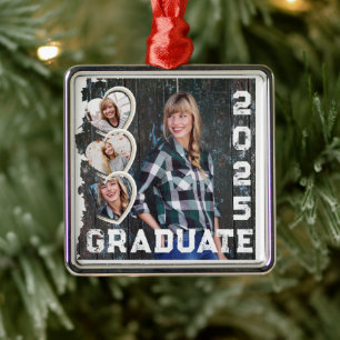 2025 Graduate Foto Heart Grunge Ornament Aus Metall
