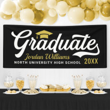 2025 Graduate Gold Black Script Custom Abschluss