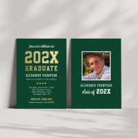 2025 Graduate Modern Green Gold Graduation Party