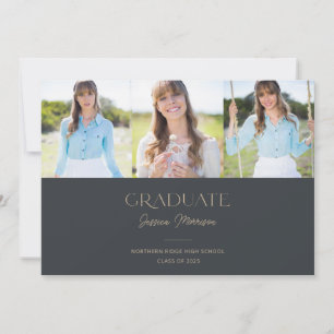 2025 Graduate Script Name Gray Graduation Party Einladung