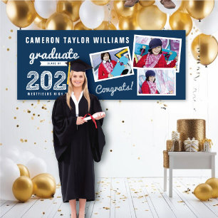 2025 Graduate Sketch Drei Fotos Graduation Party Banner