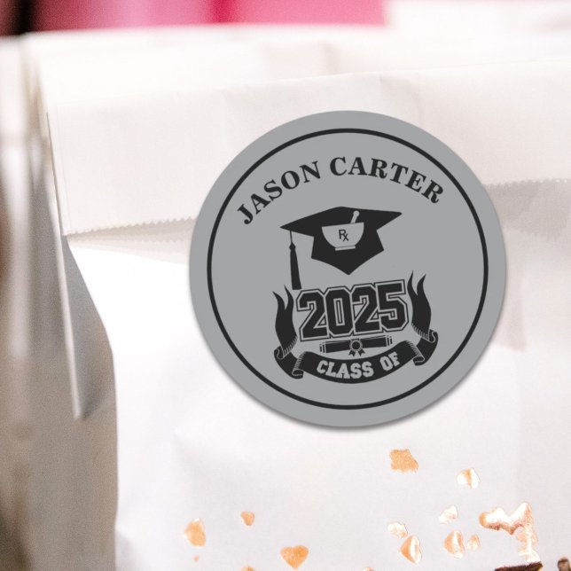 2025 Graduation Party Pharmacist Pharmacy School Runder Aufkleber (2025 Graduation Party Pharmacist Pharmacy School Classic Round Sticker)