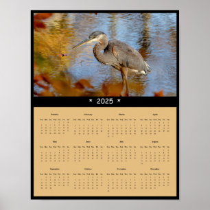 2025 Great Blue Heron Wall Calendar Poster