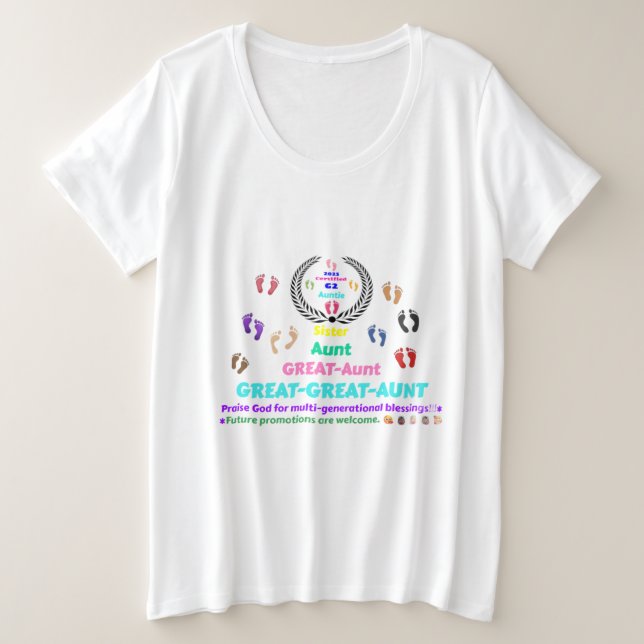 2025 Great-Great-Aunt (G2) Commemorative Große Größe T-Shirt (Design vorne)