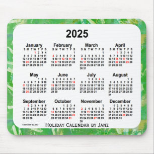 2025 Green Holiday Art Kalender von Janz Mouse Pad Mousepad