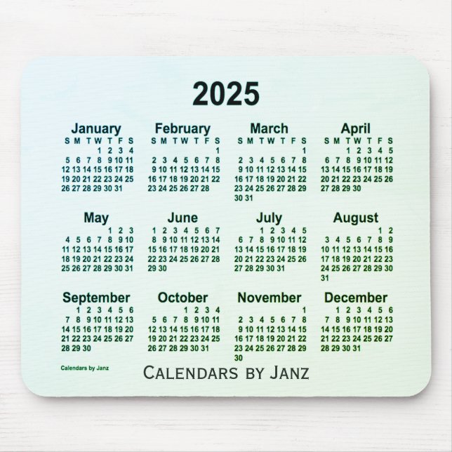 2025 Green Leaf Smoke Calendar von Janz Mouse Pad Mousepad (Vorne)