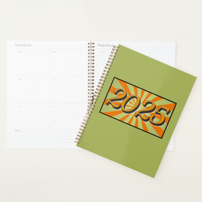2025 Green mit Orange Sunburst Planer (Anzeige)