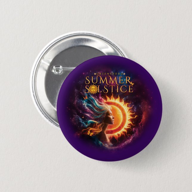 2025 Greensboro Summer Solstice Festival Lila Button (Vorne & Hinten)