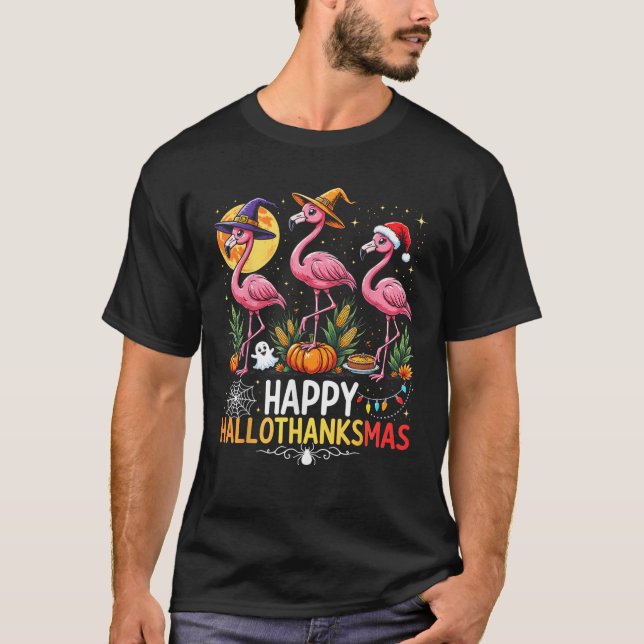 2025 Happy Halloween Thanksgiving Christmas Funny  T-Shirt (Vorderseite)