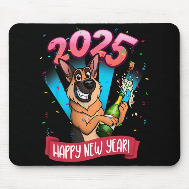 2025 Happy New Year German Shepherd Edition  Mousepad (Vorne)