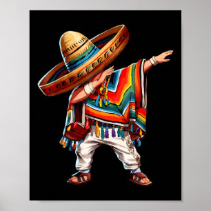 2025 Happy Party Mexican Boy Dabbing Poncho Cinco Poster