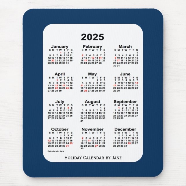 2025 Holiday Police Box Blue Calendar von Janz Mousepad (Vorne)