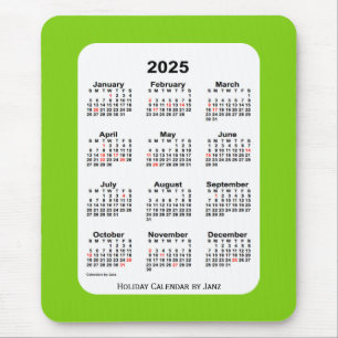 2025 Holiday Yellow Green Calendar von Janz Mousepad