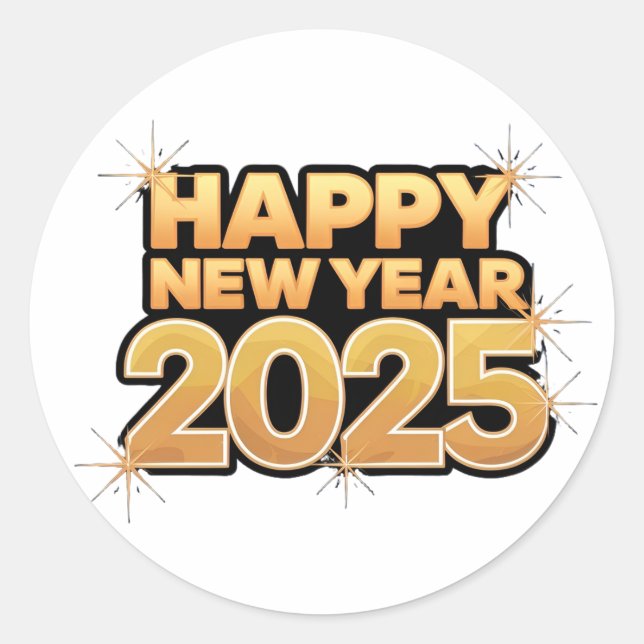 2025 in jedem Detail Happy New Year Stickers (Vorderseite)