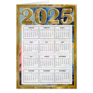 2025 Jahr auf einen Blick Kalender Neujahrskarte