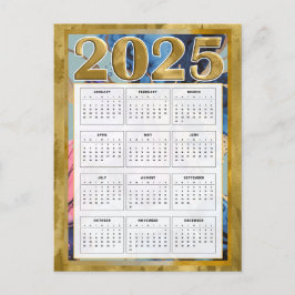 2025 Jahr auf einen Blick Kalender Neujahrskarte Feiertagspostkarte