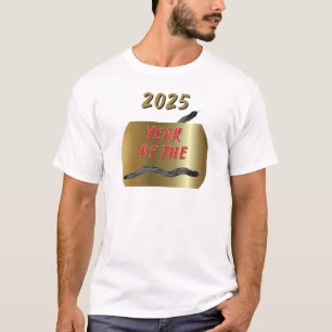 2025 Jahr der Schlange Gold Schwarz Schlangen T-Shirt