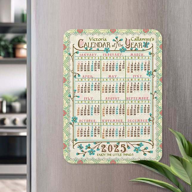 2025 Jahre Kalender Viktorianisch Jugendstil | Cus Magnet (Von Creator hochgeladen)
