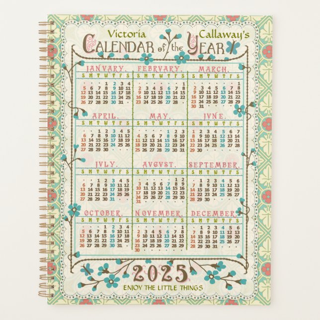 2025 Jahre Kalender Viktorianisch Jugendstil | Cus Planer (Vorderseite)