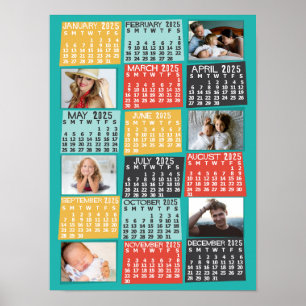 2025 Jahres-Monats-Kalender Moderne Fotocollage Poster