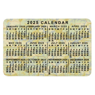2025 Jahresmonatskalender Antike Karte Großdruck Magnet