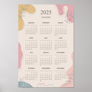 2025 Jährlicher Kalender Abstrakt Ästhetik Minimal Poster