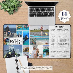 2025 Kalender 14 Fotos Monogramm Name benutzerdefi Schreibtischunterlage