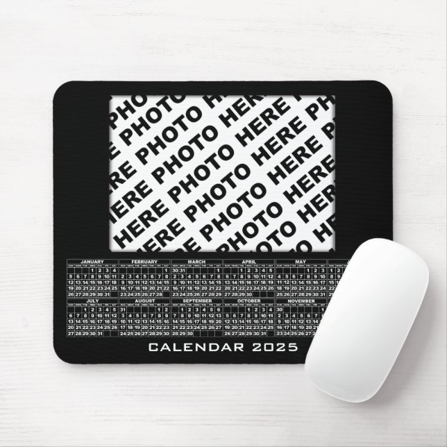 2025 Kalender 1 Fotos hinzufügen Mousepad Black (Mit Mouse)