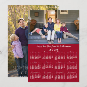 2025 Kalender 2 Benutzerdefinierte Fotos Rotes Glü Feiertagskarte