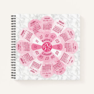 2025 Kalender Benutzerdefinierte Boho Retro Rosa B Notizbuch
