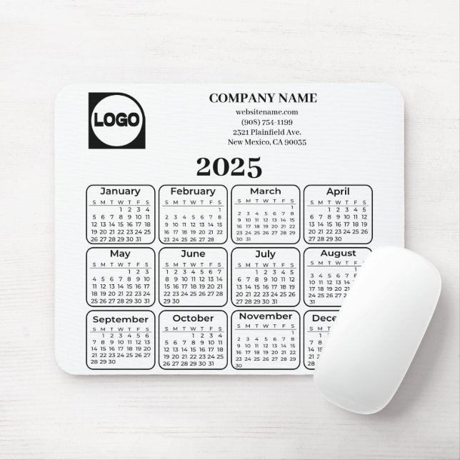 2025 Kalender Benutzerdefinierter Firmenname und L Mousepad (Mit Mouse)