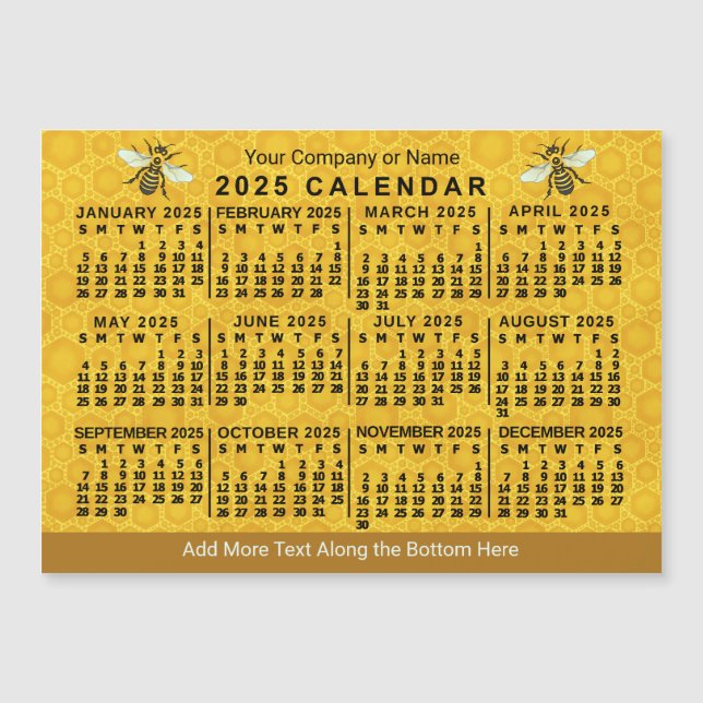 2025 Kalender Bienenwabenkräfte Custom Apiary Magn Magnetkarte (Vorderseite)