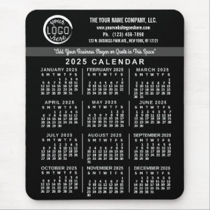 2025 Kalender Black Custom Business Logo Name Easy Mousepad