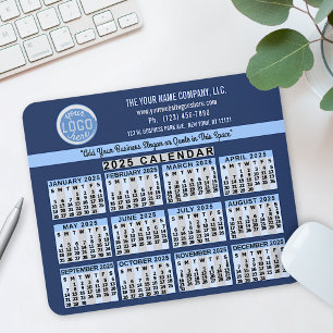 2025 Kalender Blue Easy Custom Business Logo Name Mousepad