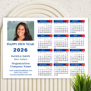 2025 Kalender Business Foto Blue Red Magnetic Magnetkarte