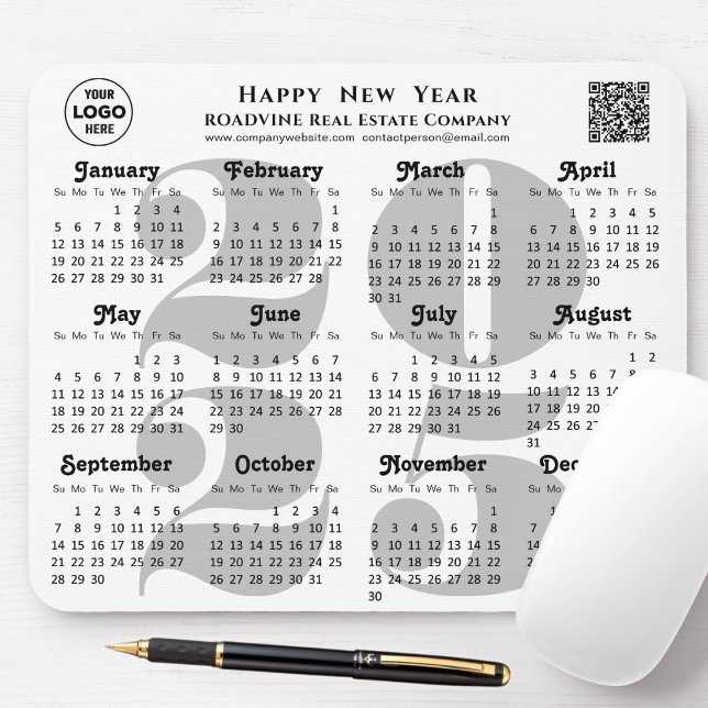 2025 Kalender Business-Logo QR-Code Moderner Schwa Mousepad (Von Creator hochgeladen)
