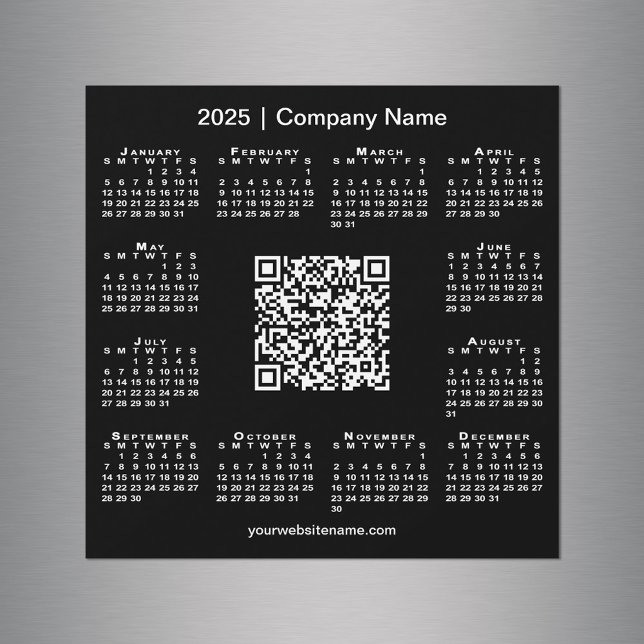 2025 Kalender Custom Business QR Code Black Magnet (2025 Calendar Custom Business QR Code Black Magnet in situ)