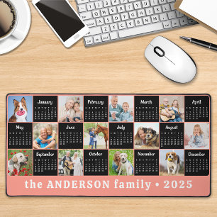 2025 Kalender Custom Coral Unique Foto Collage Schreibtischunterlage
