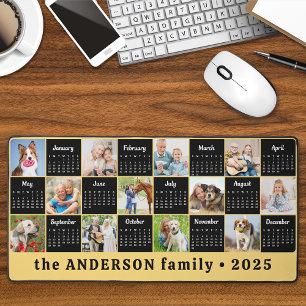 2025 Kalender Custom Yellow Unique Foto Collage Schreibtischunterlage