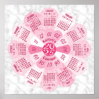 2025 Kalender Einzigartige Rosa-Blume rund um Boho