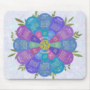 2025 Kalender Einzigartiges Boho Lila Blume Custom Mousepad