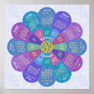 2025 Kalender Einzigartiges Boho Lila Blume Custom Poster