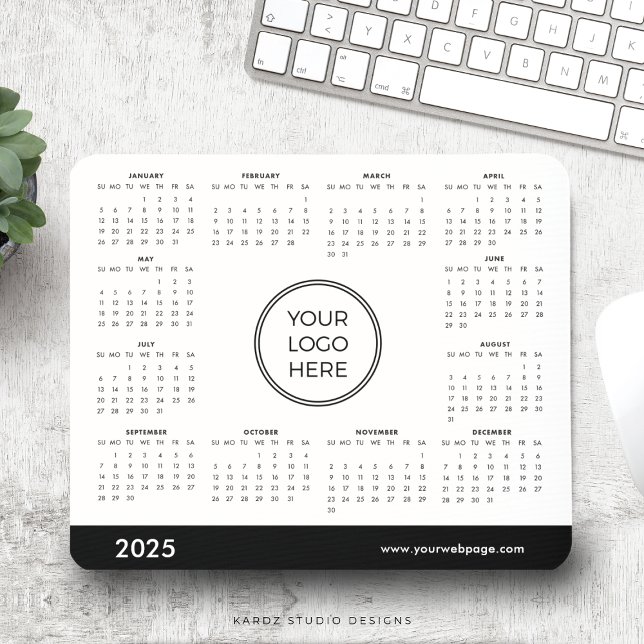 2025 Kalender-Firmenlogo-Maus-Pad Mousepad (Corporate simple modern calendar for 2025. Market your business, add logo and web page. Buy online.)